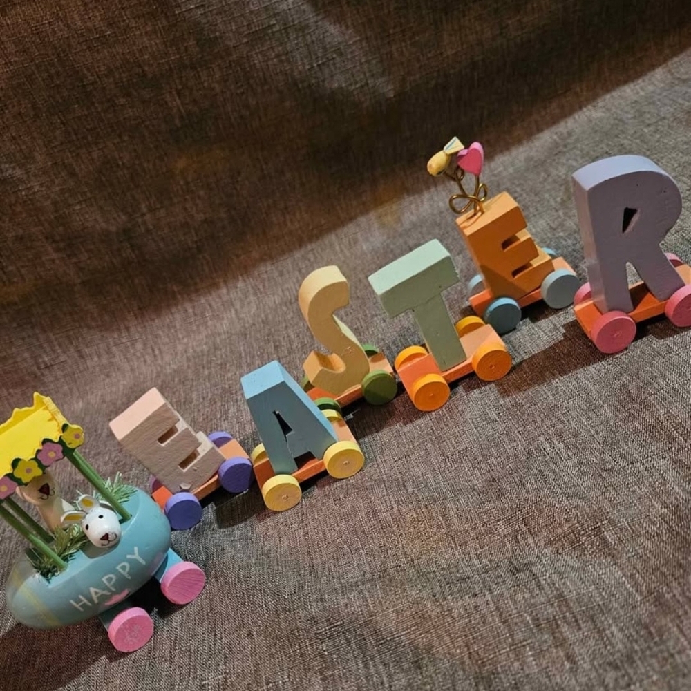 Vintage Wooden Easter Train Letters
